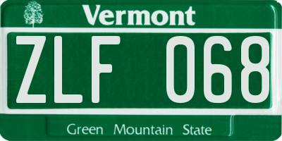 VT license plate ZLF068