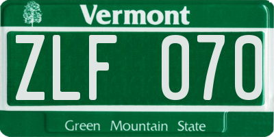 VT license plate ZLF070