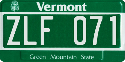 VT license plate ZLF071