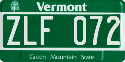 VT license plate ZLF072