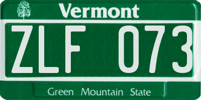 VT license plate ZLF073