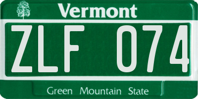 VT license plate ZLF074