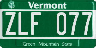 VT license plate ZLF077
