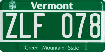 VT license plate ZLF078