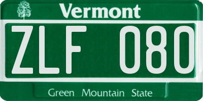VT license plate ZLF080