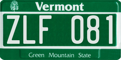 VT license plate ZLF081