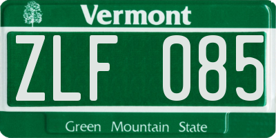 VT license plate ZLF085