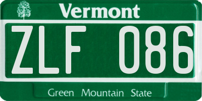 VT license plate ZLF086
