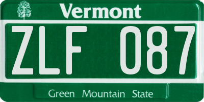 VT license plate ZLF087