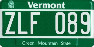 VT license plate ZLF089