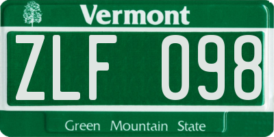 VT license plate ZLF098