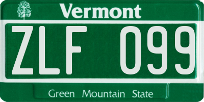 VT license plate ZLF099