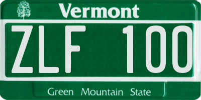VT license plate ZLF100