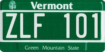 VT license plate ZLF101