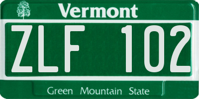 VT license plate ZLF102