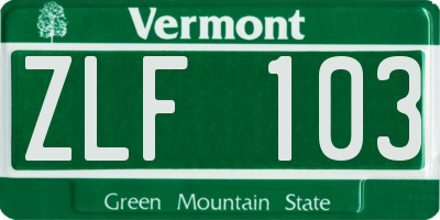 VT license plate ZLF103
