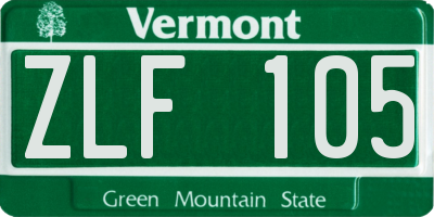 VT license plate ZLF105