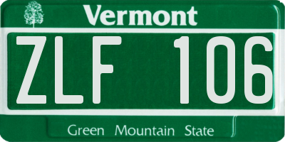 VT license plate ZLF106