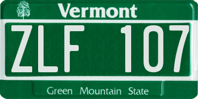 VT license plate ZLF107