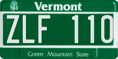 VT license plate ZLF110