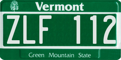 VT license plate ZLF112