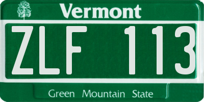 VT license plate ZLF113