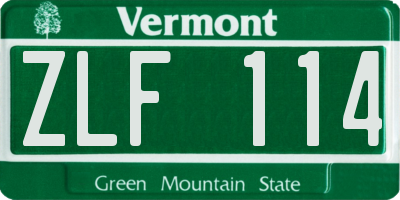 VT license plate ZLF114