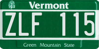 VT license plate ZLF115