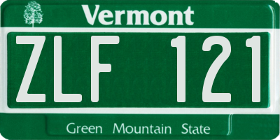 VT license plate ZLF121