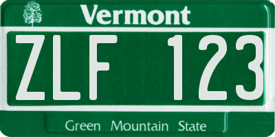 VT license plate ZLF123