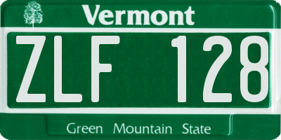 VT license plate ZLF128