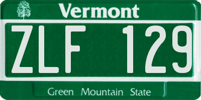 VT license plate ZLF129