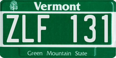 VT license plate ZLF131