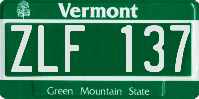 VT license plate ZLF137