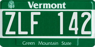 VT license plate ZLF142