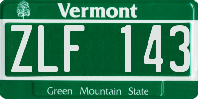 VT license plate ZLF143