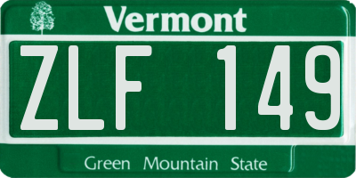 VT license plate ZLF149