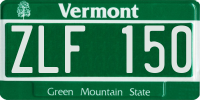 VT license plate ZLF150