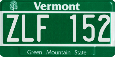 VT license plate ZLF152