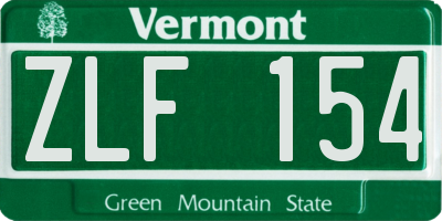 VT license plate ZLF154