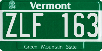 VT license plate ZLF163