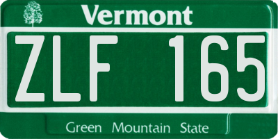 VT license plate ZLF165