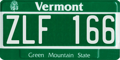 VT license plate ZLF166