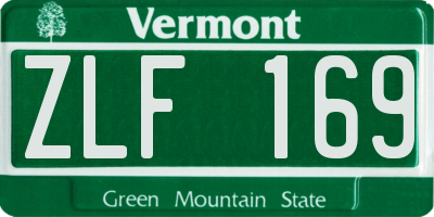 VT license plate ZLF169