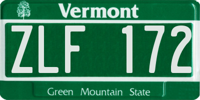 VT license plate ZLF172