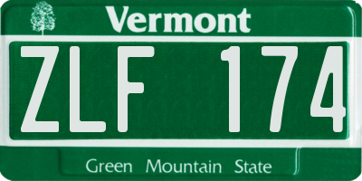VT license plate ZLF174