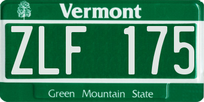 VT license plate ZLF175