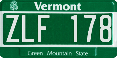 VT license plate ZLF178