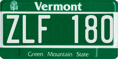 VT license plate ZLF180