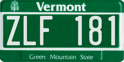 VT license plate ZLF181
